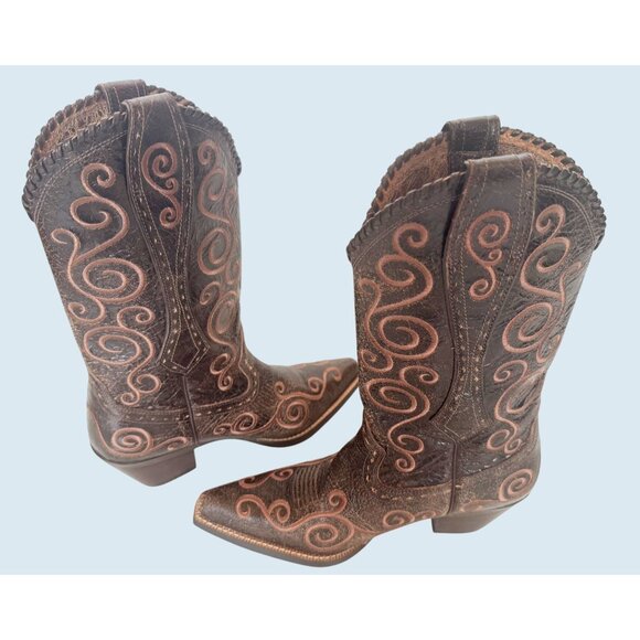 ARIAT Shelleen Brown Leather Embroidered Cowboy Western Boots Sz 7.5 B - Picture 7 of 8